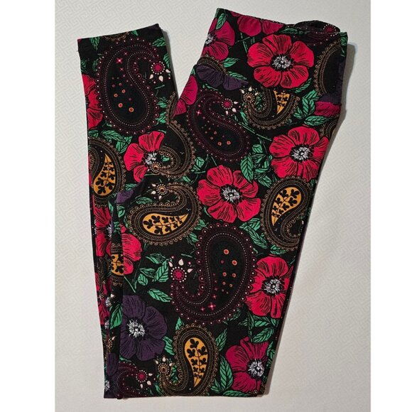 LuLaroe Floral Paisley Leggings OS - Picture 1 of 3